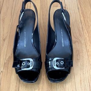 Franco Sarto patent leather wedge sandals size 8.5
